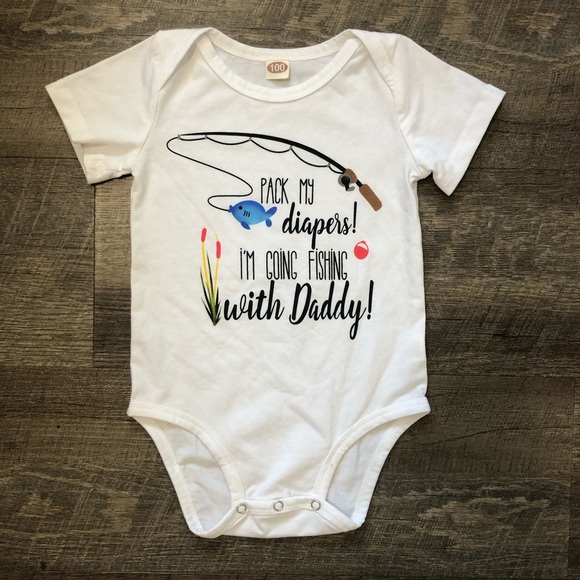 Fishing Theme White Baby Onesie - Picture 1 of 7